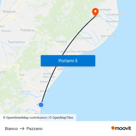 Bianco to Pazzano map