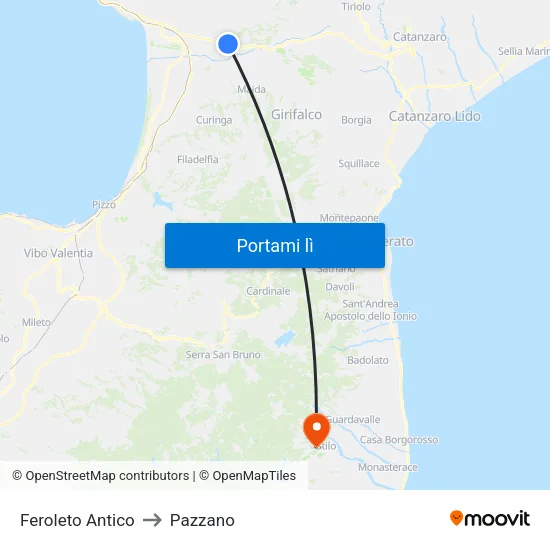 Feroleto Antico to Pazzano map