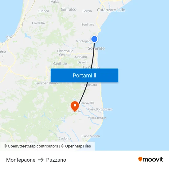 Montepaone to Pazzano map