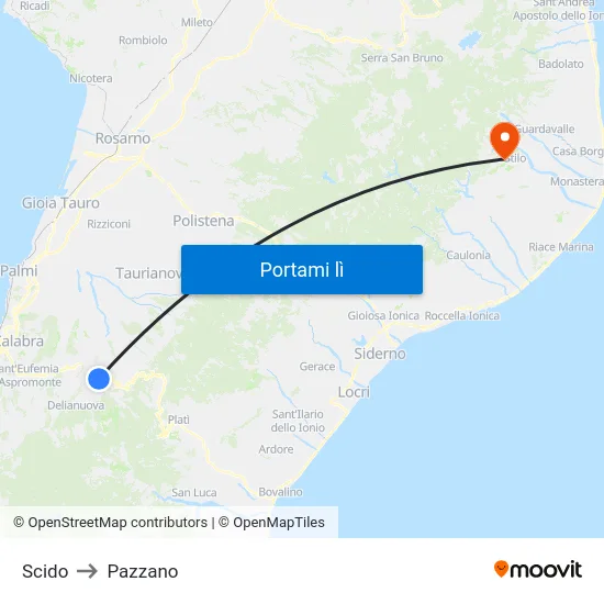 Scido to Pazzano map