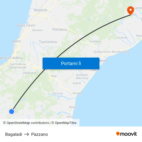 Bagaladi to Pazzano map