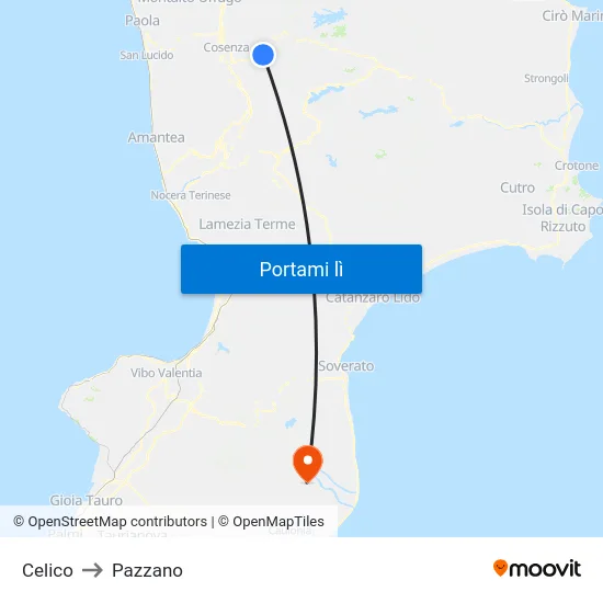 Celico to Pazzano map