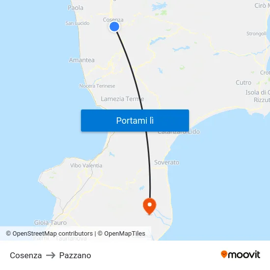 Cosenza to Pazzano map