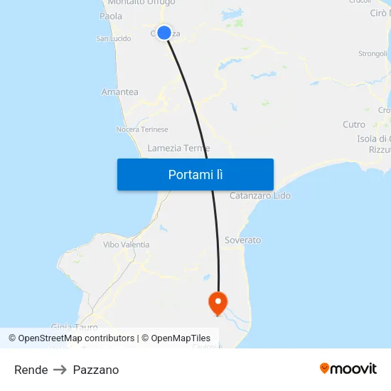 Rende to Pazzano map