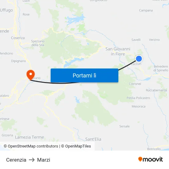 Cerenzia to Marzi map