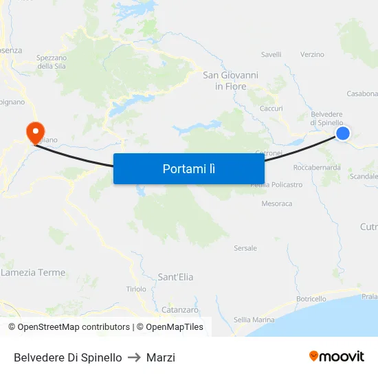 Belvedere Di Spinello to Marzi map