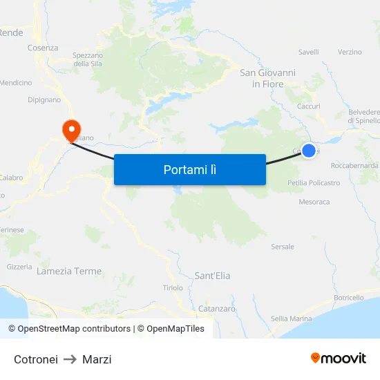 Cotronei to Marzi map