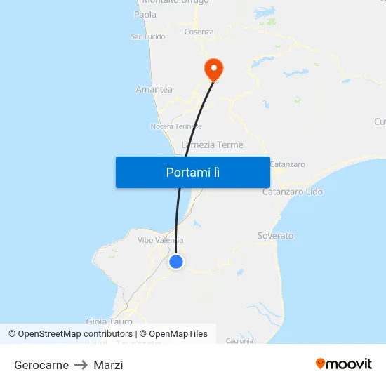 Gerocarne to Marzi map
