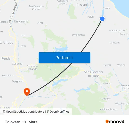 Caloveto to Marzi map