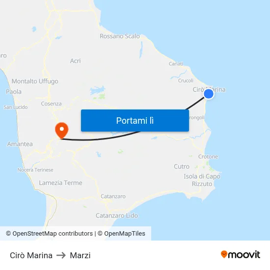 Cirò Marina to Marzi map