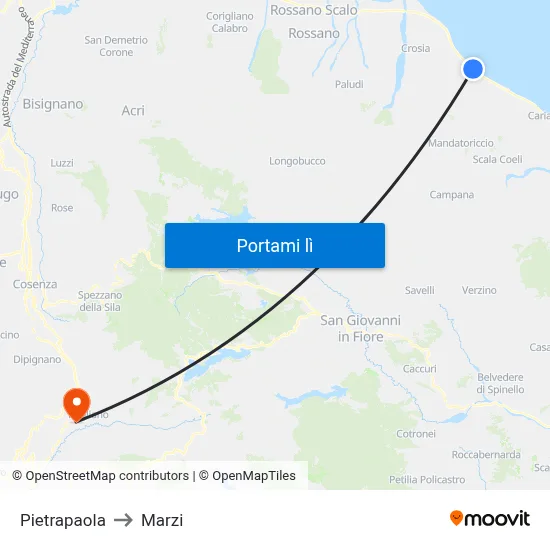 Pietrapaola to Marzi map