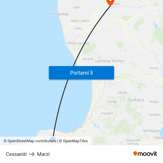 Cessaniti to Marzi map