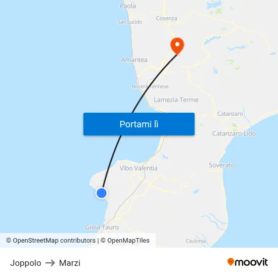 Joppolo to Marzi map