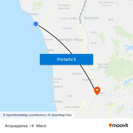 Acquappesa to Marzi map