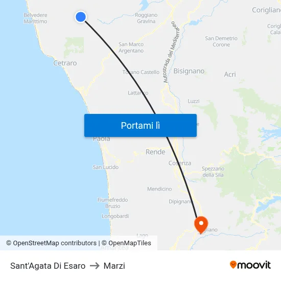 Sant'Agata Di Esaro to Marzi map