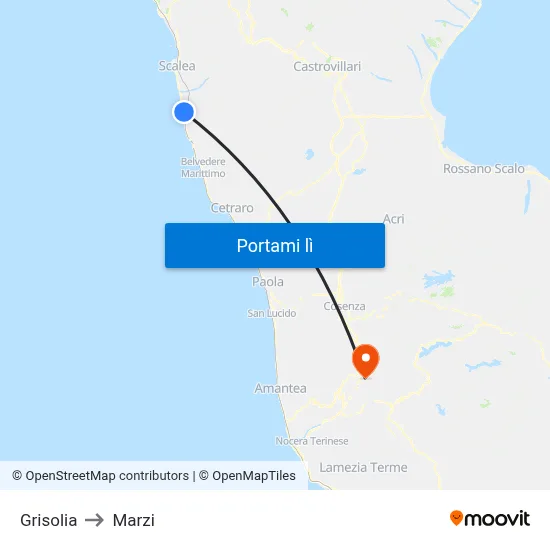 Grisolia to Marzi map