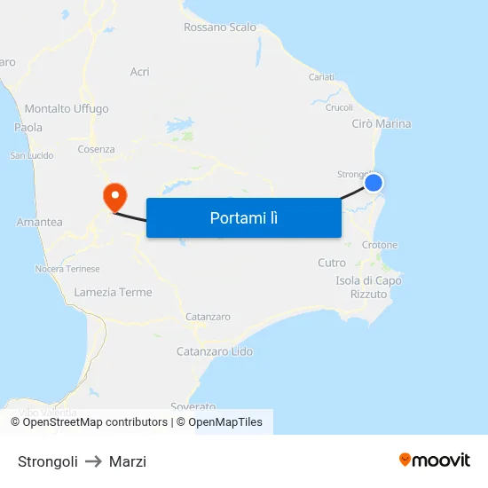 Strongoli to Marzi map