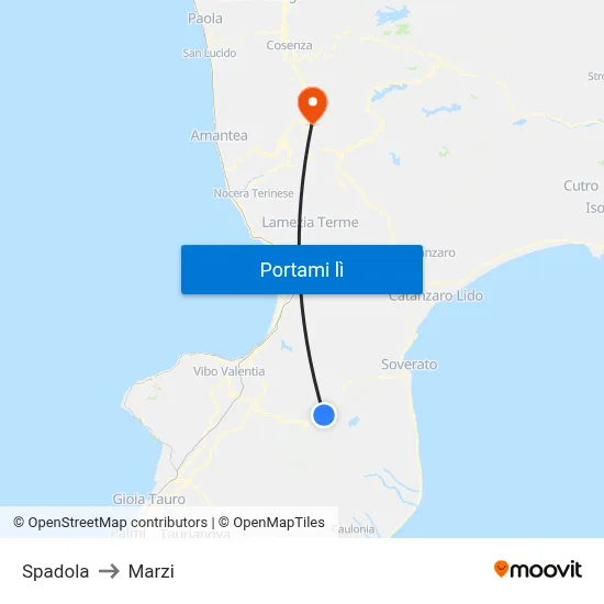 Spadola to Marzi map