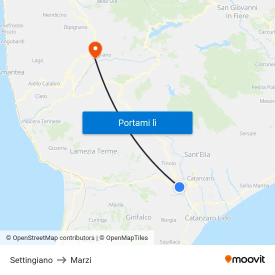 Settingiano to Marzi map