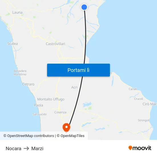 Nocara to Marzi map