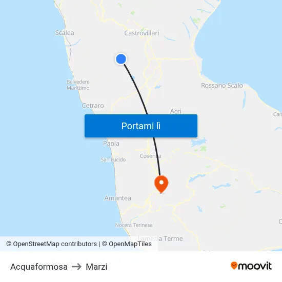 Acquaformosa to Marzi map