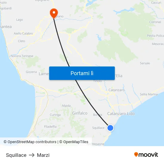 Squillace to Marzi map