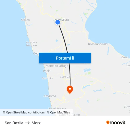 San Basile to Marzi map