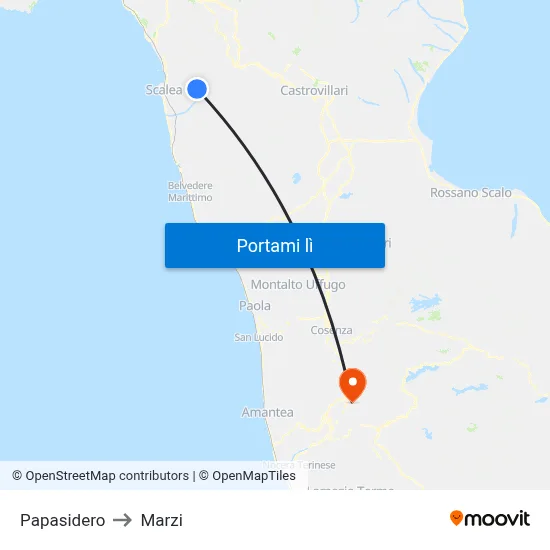 Papasidero to Marzi map
