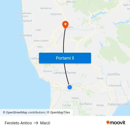 Feroleto Antico to Marzi map