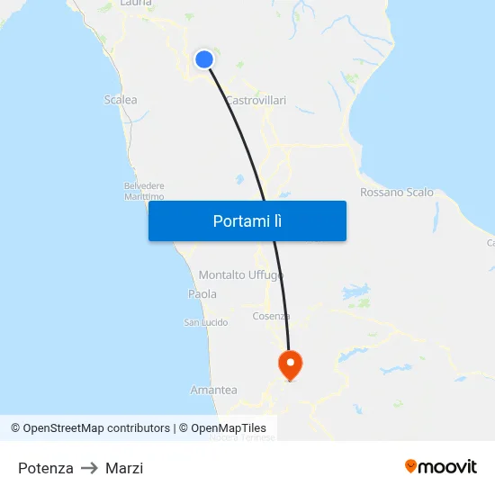 Potenza to Marzi map