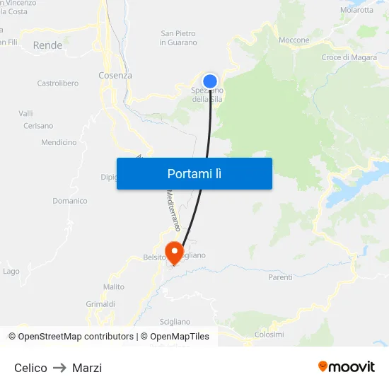 Celico to Marzi map