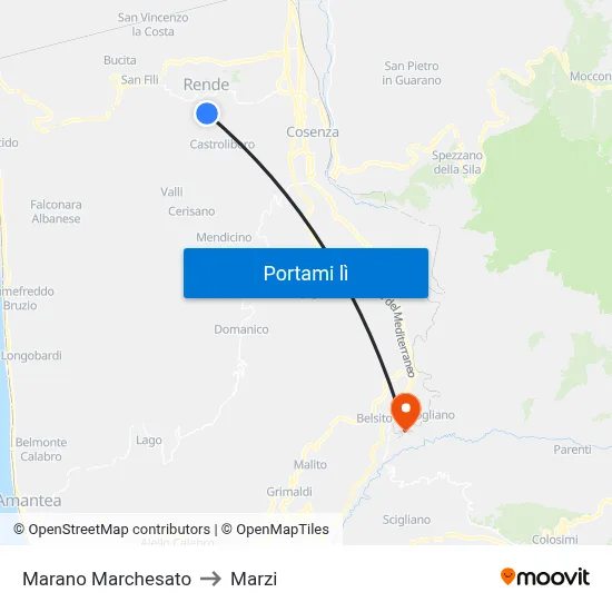 Marano Marchesato to Marzi map