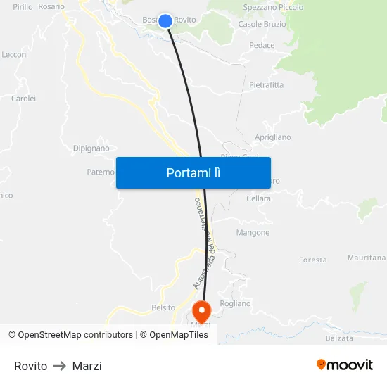 Rovito to Marzi map