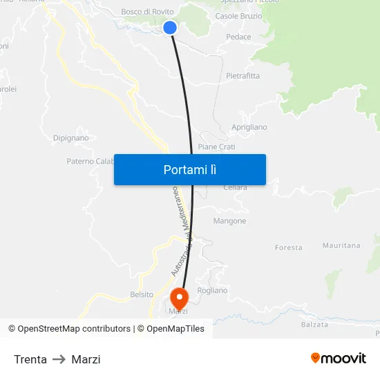 Trenta to Marzi map