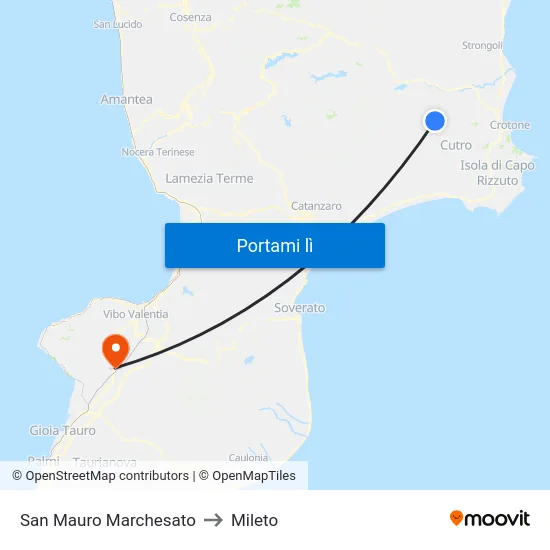 San Mauro Marchesato to Mileto map