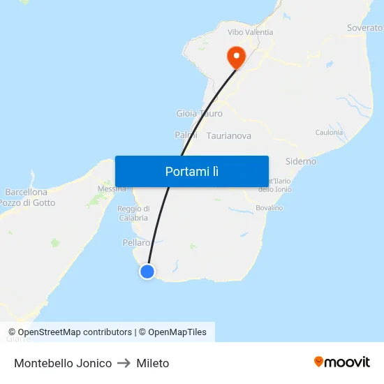 Montebello Jonico to Mileto map