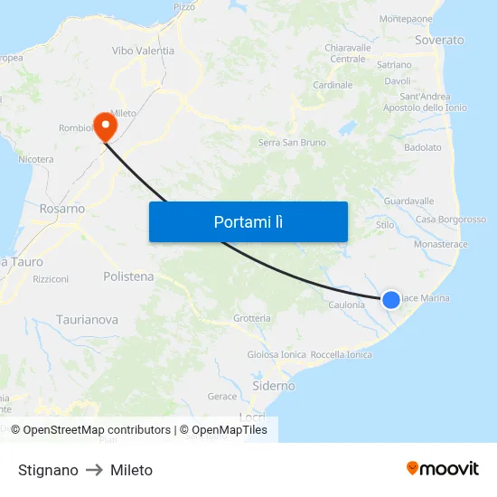 Stignano to Mileto map