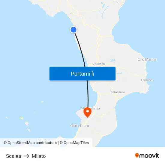 Scalea to Mileto map