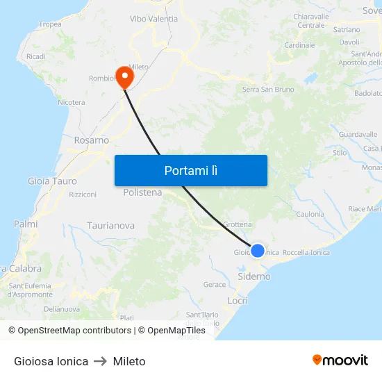 Gioiosa Ionica to Mileto map