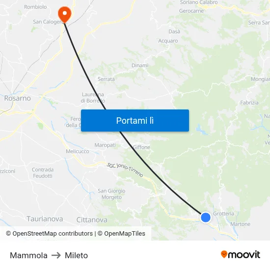 Mammola to Mileto map