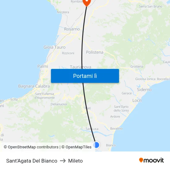 Sant'Agata Del Bianco to Mileto map