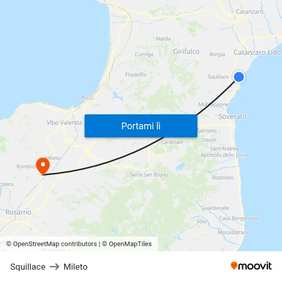 Squillace to Mileto map