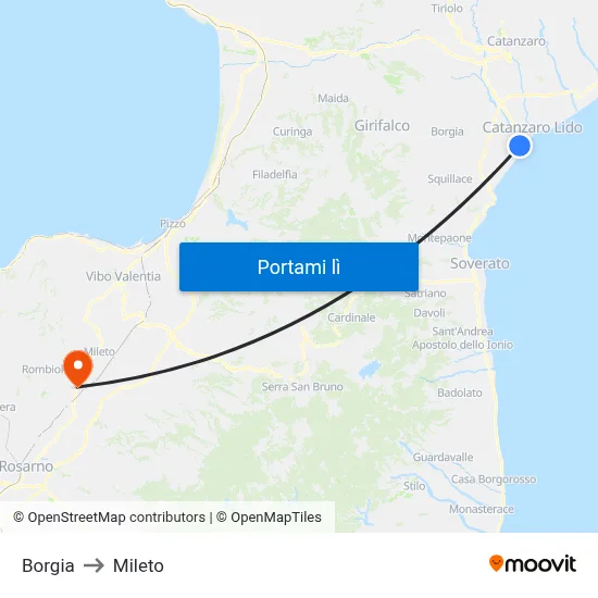 Borgia to Mileto map