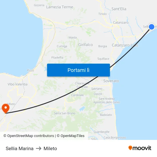 Sellia Marina to Mileto map