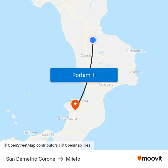 San Demetrio Corone to Mileto map