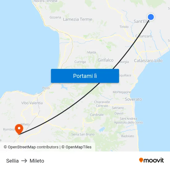 Sellia to Mileto map
