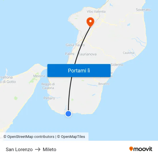 San Lorenzo to Mileto map