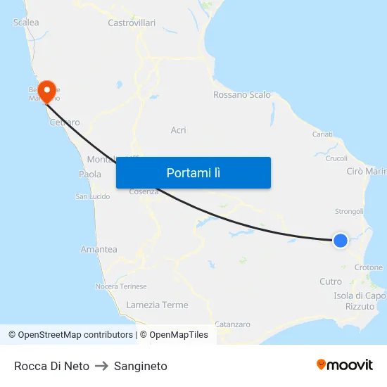 Rocca Di Neto to Sangineto map