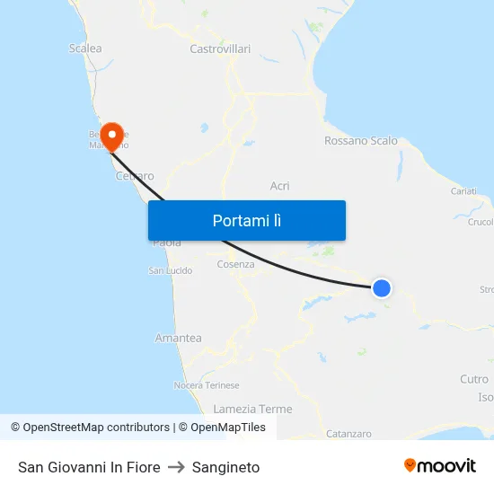 San Giovanni In Fiore to Sangineto map