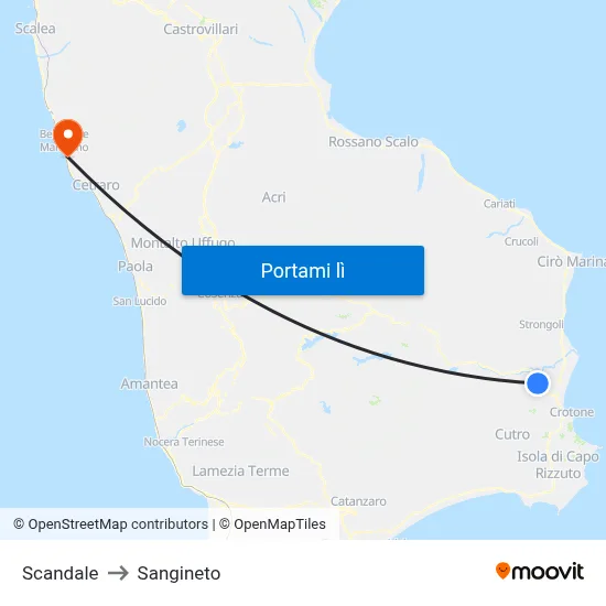 Scandale to Sangineto map